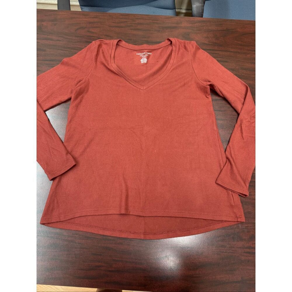 American Eagle Soft & Sexy Plush Long Sleeve Burnt Orange Shirt Size Medium